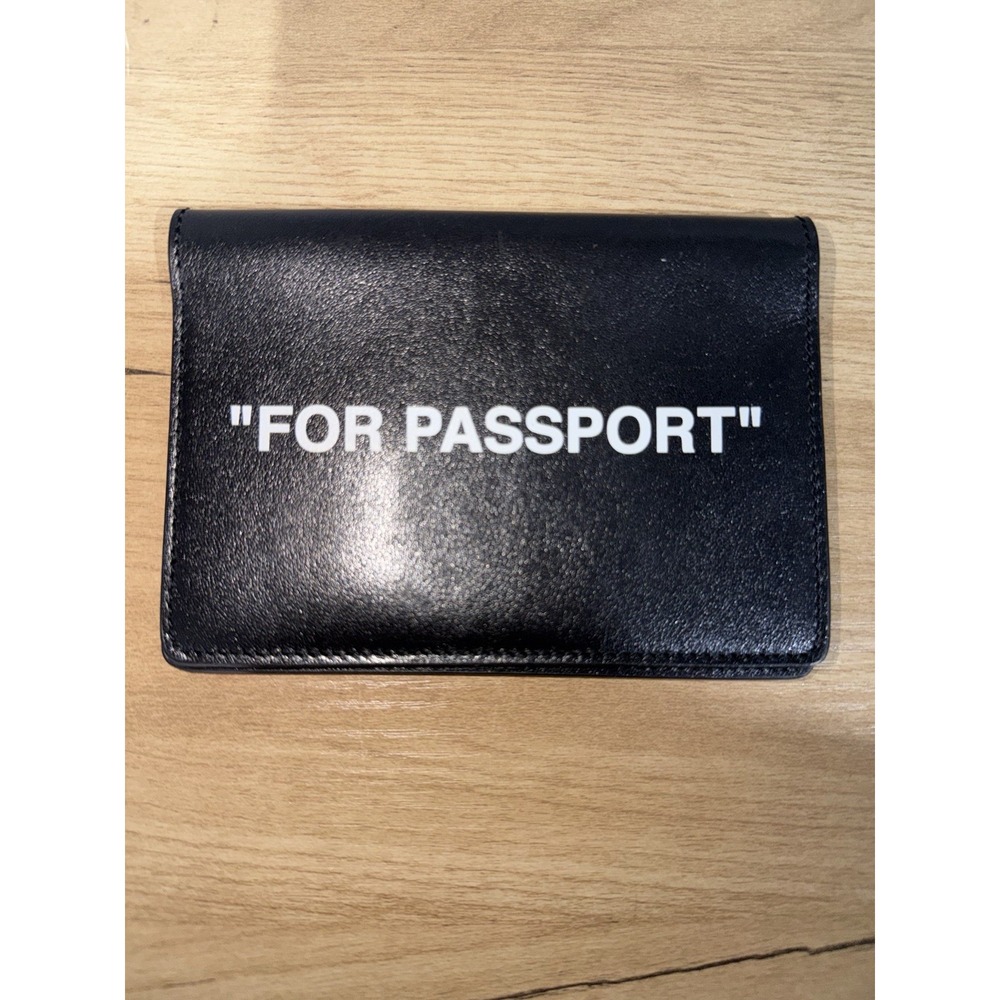 Off-White Black Leather "FOR PASSPORT" Holder Wallet w/ Card Slots